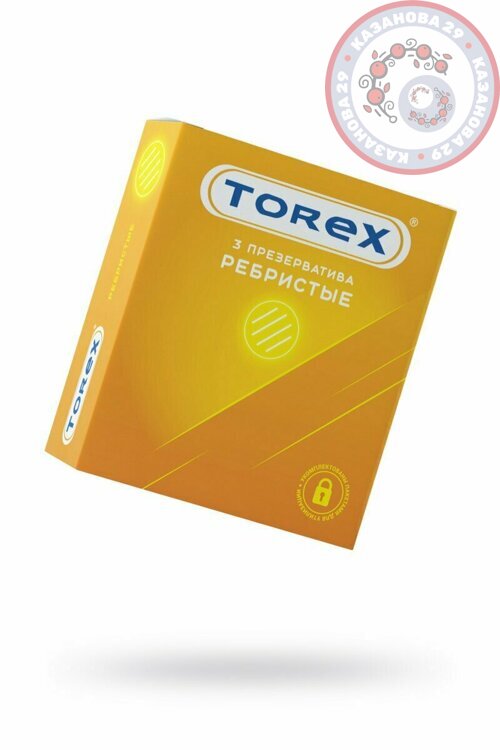 Презервативы Torex, ребристые, латекс, 18,5 см, 5,4 см, 3 шт.